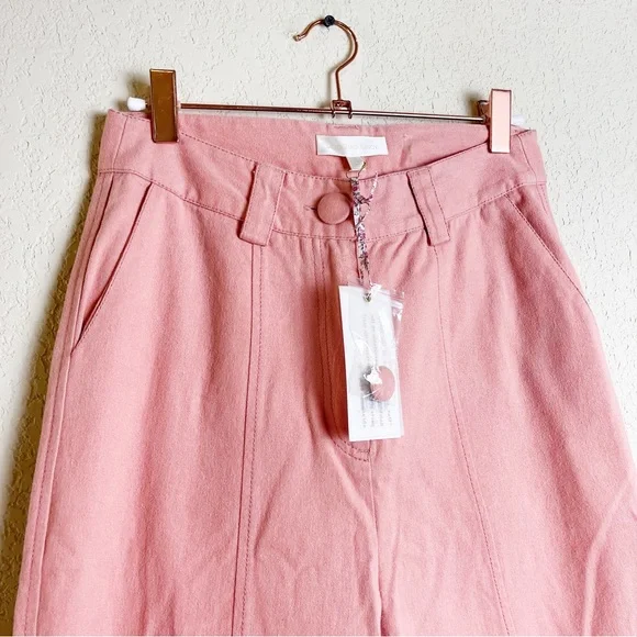 LoveShackFancy Meyerson Flared Pants Tuscany Pink Size 4 NWT - Picture 3 of 10